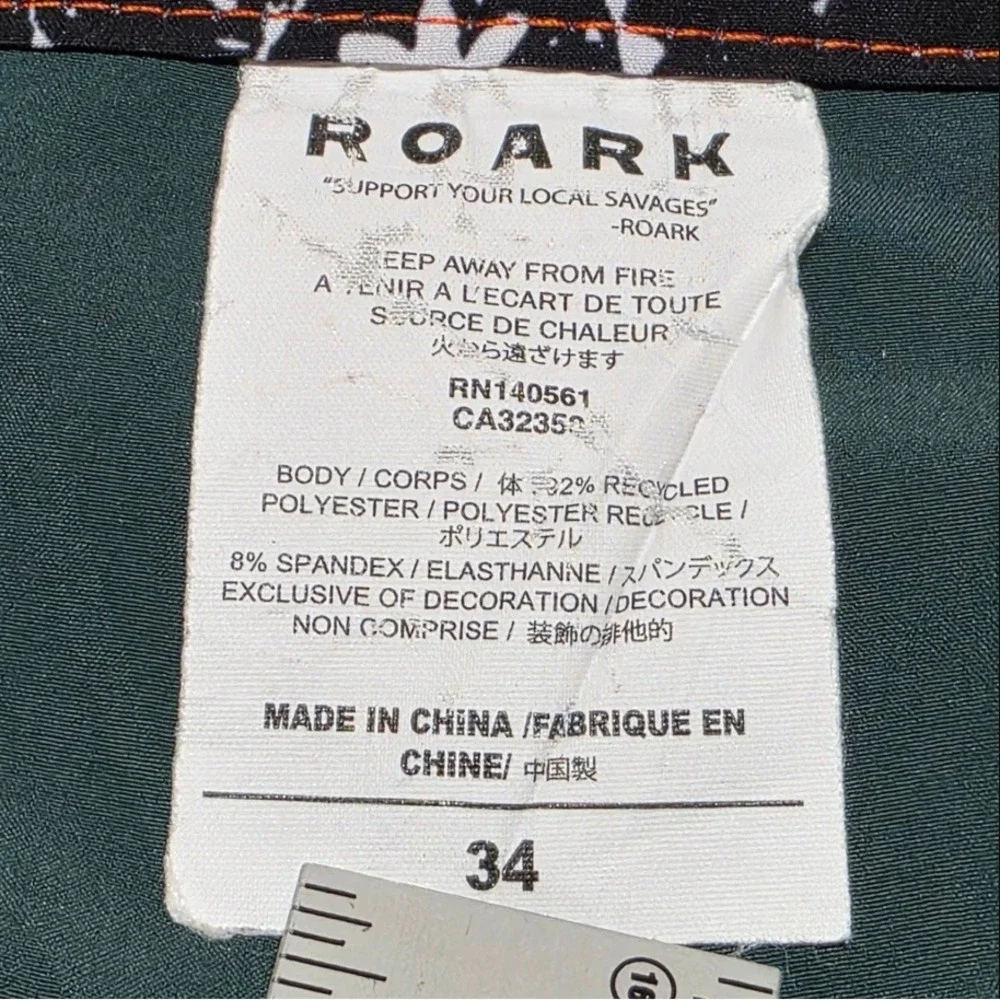 Roark Revival The Savage Board Shorts Men 34 Dark Green Orange Stretch Surf Swim